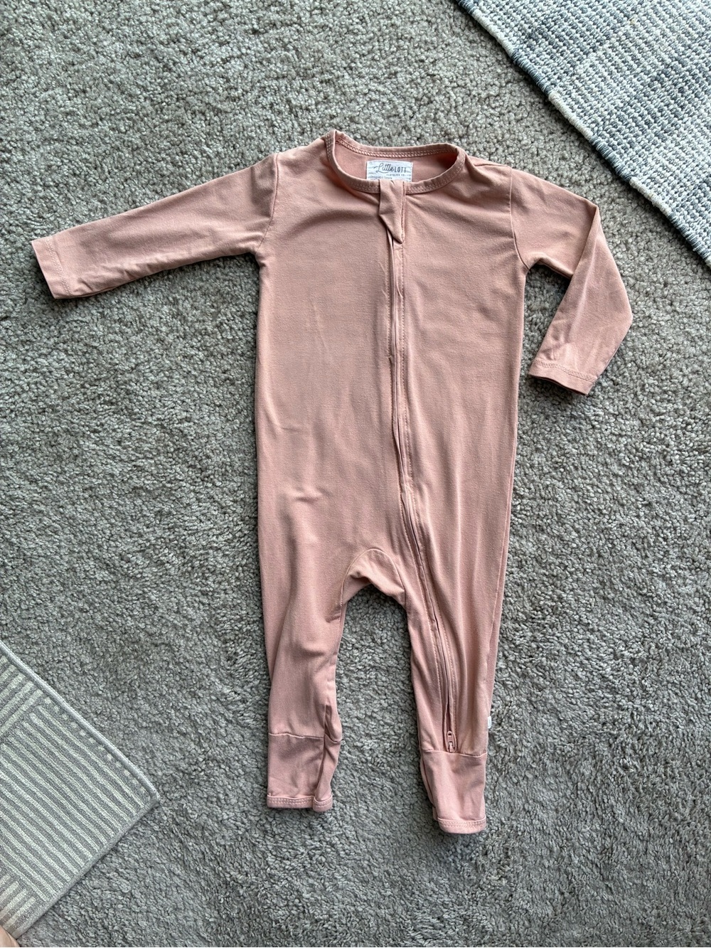 Little Lott Long-Sleeve Bamboo Dusty Rose Baby Romper